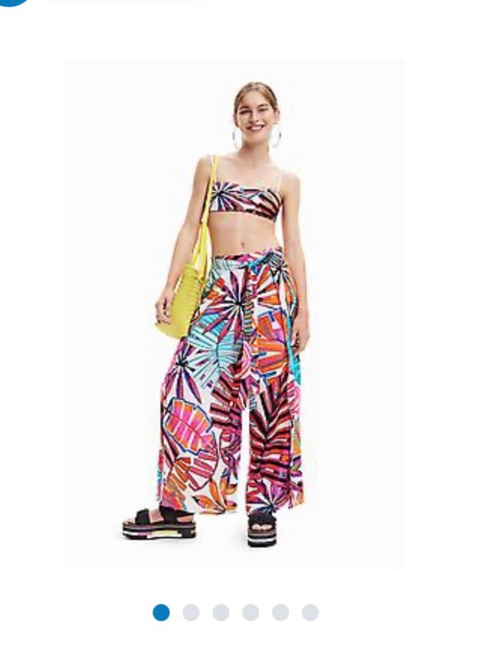 Desigual Multicolor Tropical Print Wide-Leg Pants